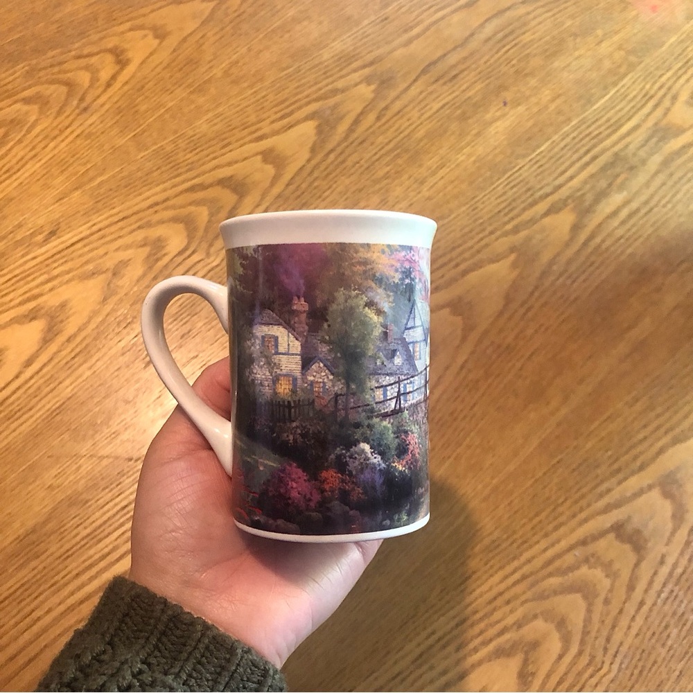 Thomas Kinkade Vintage Scenic Cottage Print Ceramic Coffee Mug in White